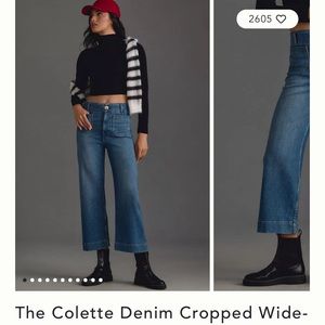 PILCRO COLETTE high waisted wide leg cropped jeans - 28